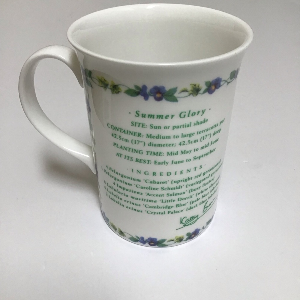 Queen's Fine Bone China Tea Cup Geranium Recipe Gardening Coffee Mug Kathy Brown - Picture 13 of 16